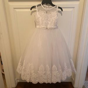Elegant White Lace Kids Dress
